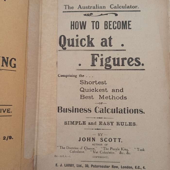 Vintage / Antique Lilliputian ready reckoner - EJ LARBY LTD