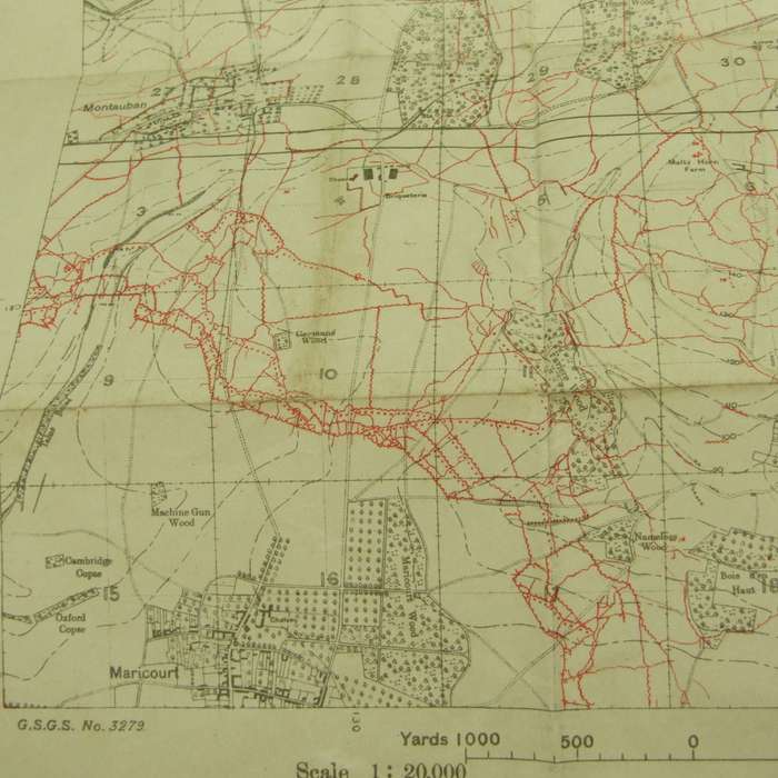 WW1 Trench Map of Guillemont 5/8/1916 - Just before the battle of early September 1916