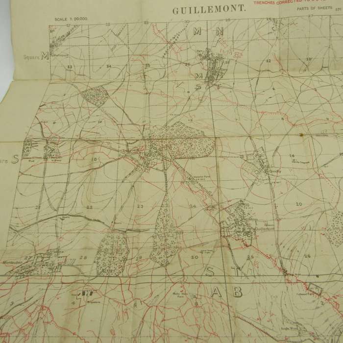 WW1 Trench Map of Guillemont 5/8/1916 - Just before the battle of early September 1916