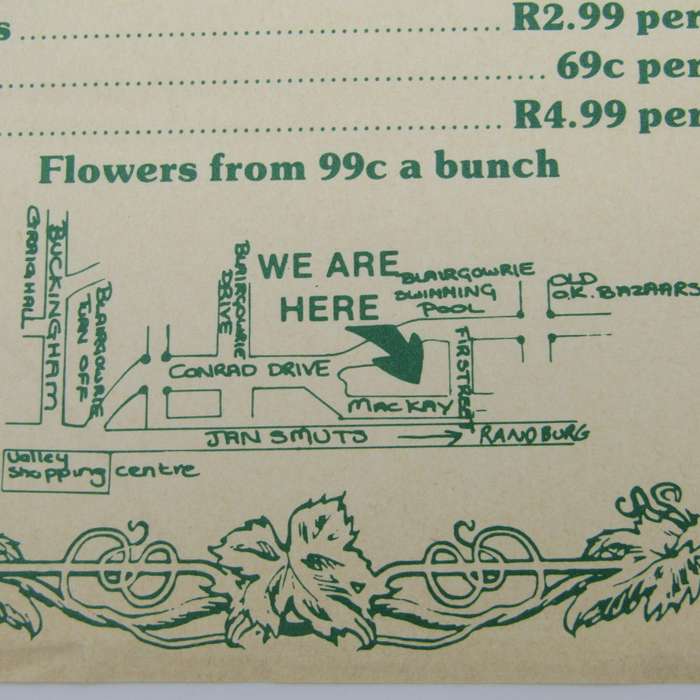 1989 Blairgowrie Randburg Hyper Fruit & Veg Advert - Flowers 99c a bunch