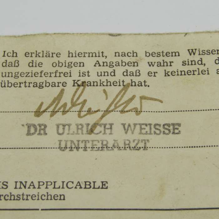 1946 Post WW2 Discharge paper - for Heinrich Pohl