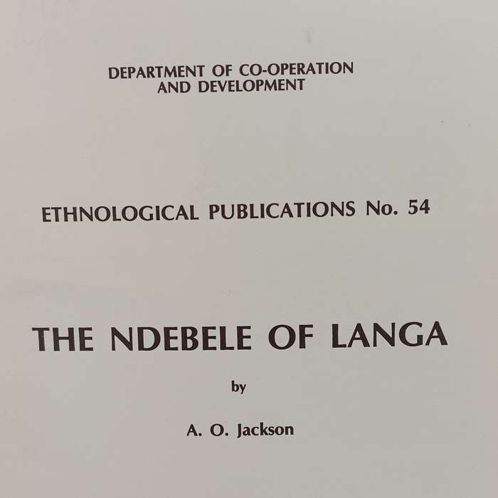The Ndebele of Langa a -AC Jackson 1968 - with maps