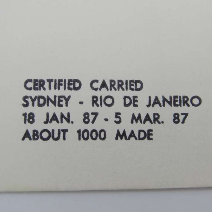 Sailing shop mail 1986 Carried from Cape Town to Sydney by Yacht Stabilo Boss and redirected to Rio