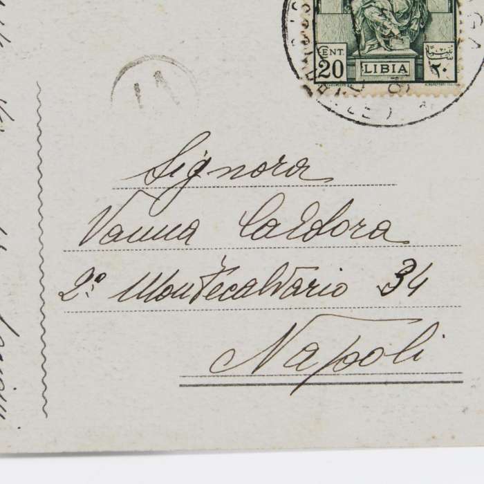 Libia Italian Colonial Postcard 1940 to Napels Italy with 20 cent Libiastamp