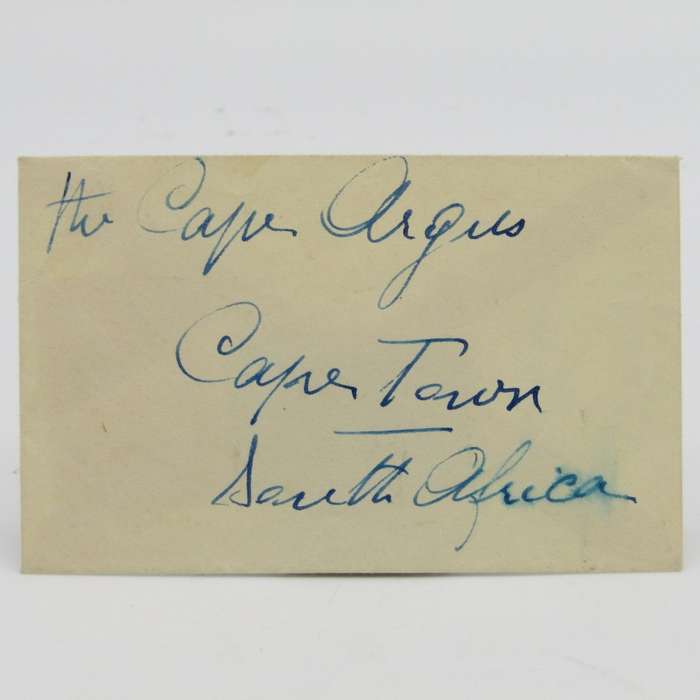 Small cover Lebanon to Cape Town with 2 cancelled Lebanese stamps on the back 1940