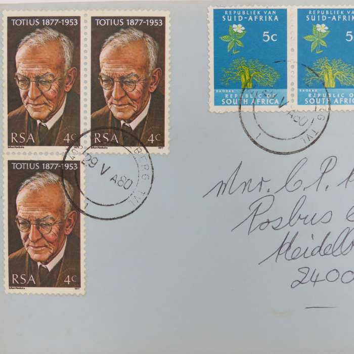 South Africa 1968, 1976 & 1977 stamps used on letter posted 29-5-1980 Heidelberg Tvl