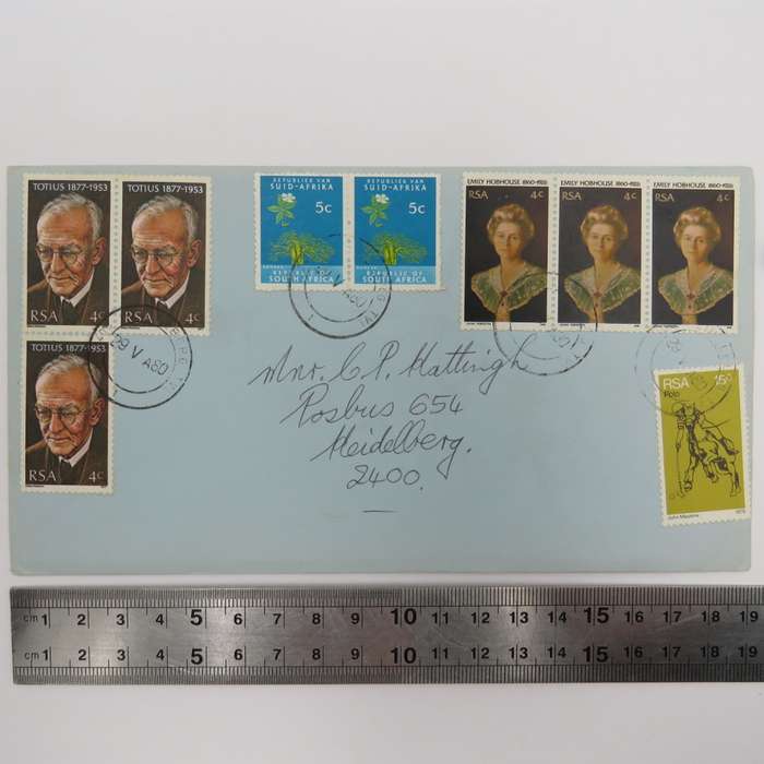 South Africa 1968, 1976 & 1977 stamps used on letter posted 29-5-1980 Heidelberg Tvl