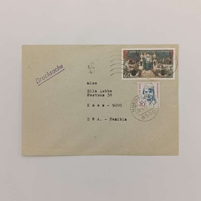Postal cover posted from Nurnberg, Germany to Koes, South West Africa 28 - May 1990