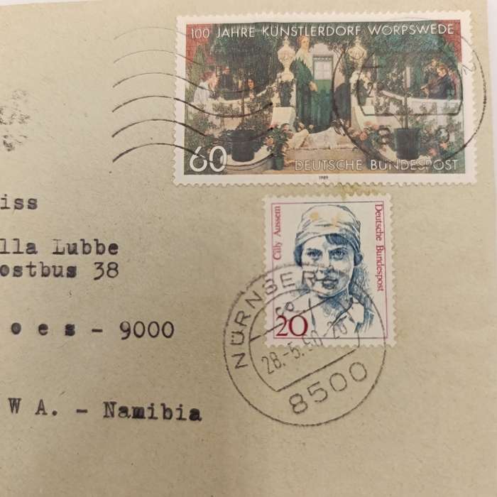 Postal cover posted from Nurnberg, Germany to Koes, South West Africa 28 - May 1990