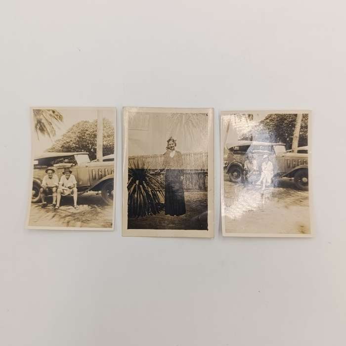 Lot of 12 antique photos of people, animals, and vehicles