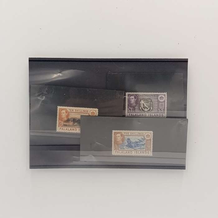 Falkland Islands - 1st printings (1938-50) 5 Shilling, 10 Shilling, 1 Pound VF LMM, 5G 161-63