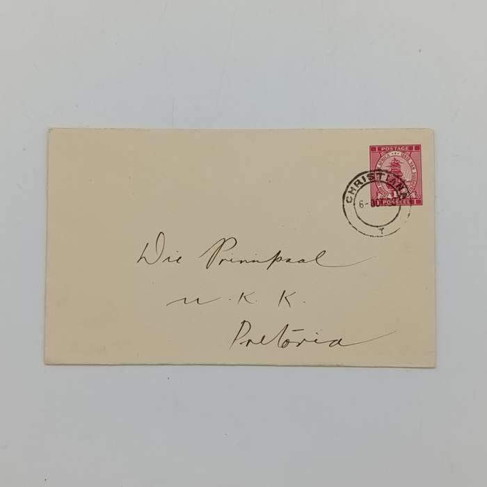 Union of South Africa preprinted Postal cover from Christiana South Africa to Pretoria South Africa