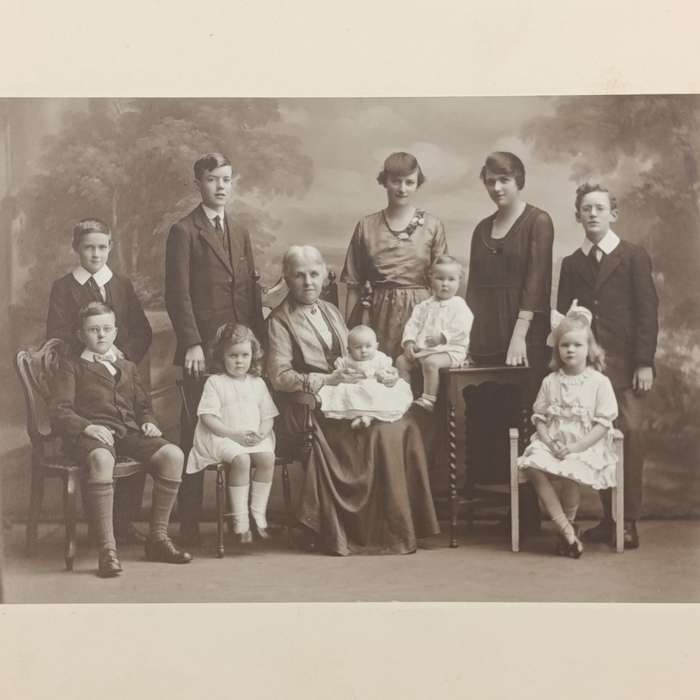 Antique Studio photograph of Grandma with daughter/s and grandchildren - Set in Burnley area