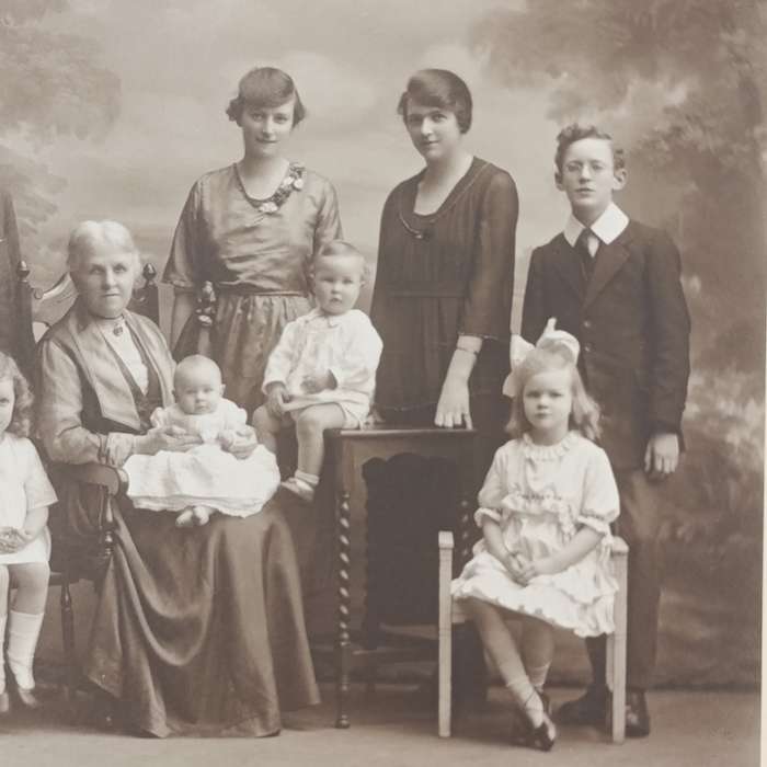 Antique Studio photograph of Grandma with daughter/s and grandchildren - Set in Burnley area