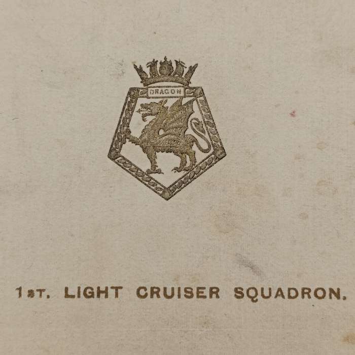 WW1 HMS Dragon 1st Light Cruiser squadron Christmas greetings card