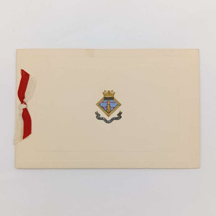 British H.M.S Woolwich 1935 Christmas Greetings card with photo of ship