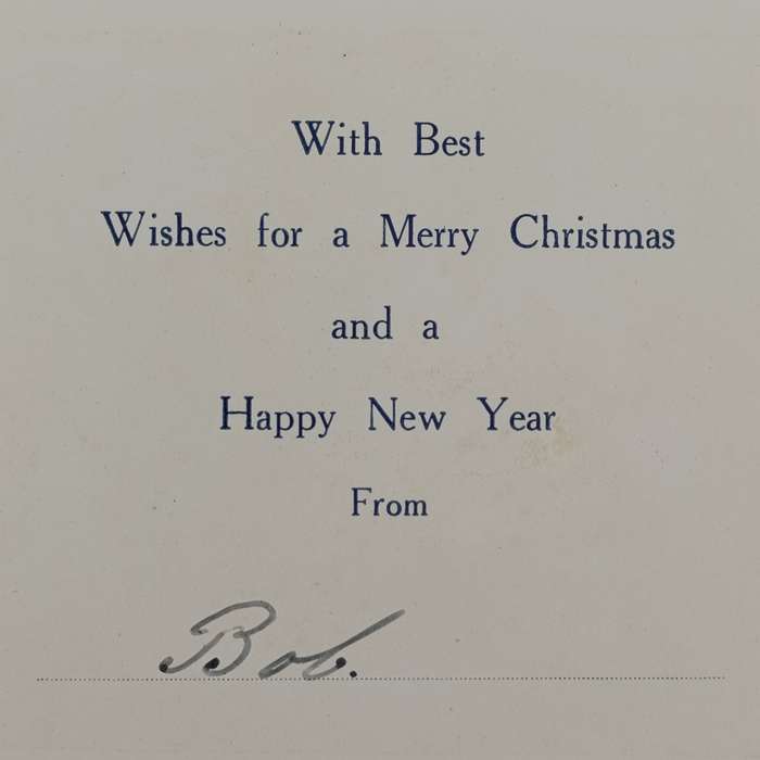 British H.M.S Woolwich 1935 Christmas Greetings card with photo of ship