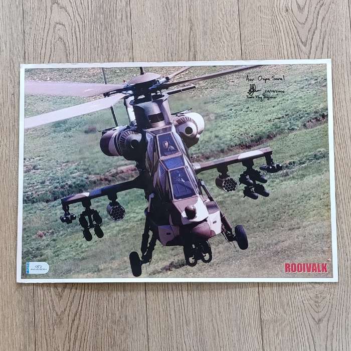 Denel Aviation SA Air Force Rooivalk Helicopter poster - signed by Test Flight Engineer in 2000