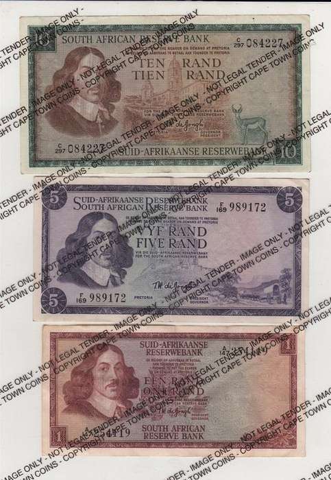 T W de Jongh - South Africa Notes, R10, R5, R1