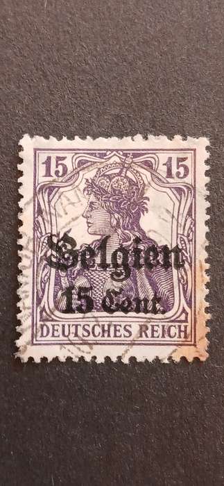GERMAN WW1 OCC. IN BERLIN 1916 GERMAN EMPIRE POSTAGE STAMPS SURCHARGED F & CENT OVERPRINTED BERLIN