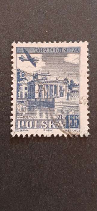 POLAND 1954 AIRPLANE OVER HISTORIC BUILDINGS