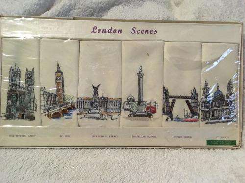6 x Vintage Sundew Linen London Scenes Napkins Made In Ireland (Still Sealed)