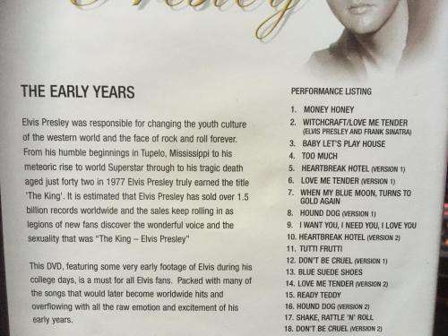 DVD - Elvis Presley The Early Years