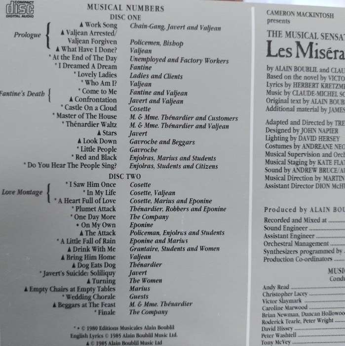 CD - Les Misérables - The Original London Cast (2cd)