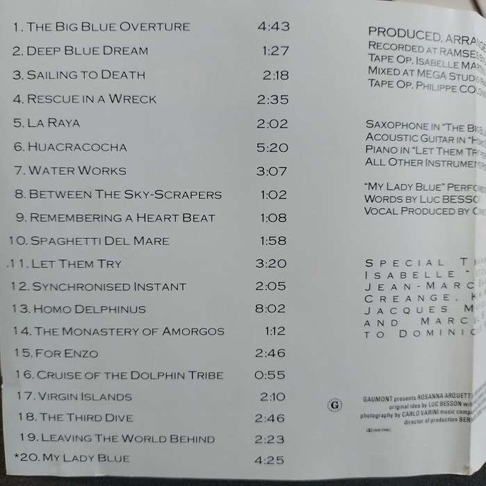 CD - The Big Blue (Original Motion Picture Soundtrack)