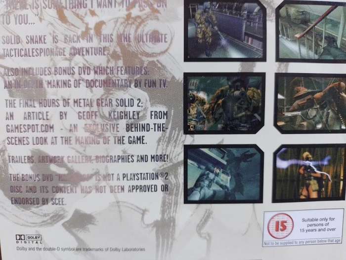 PS2 - Metal Gear Solid 2 Sons of Liberty (DVD Bundle)
