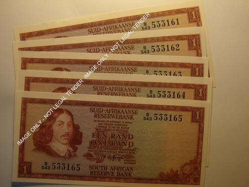 Soiht Africa R1 TW De Jongh 3RD Issue 5 Consecutive notes UNC Crazy R1 Start!!!