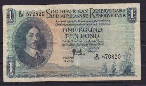1 X MH DE KOCK - 1 POUND SERIES B/129 NOTE - DATED 24/12/1951- AS PER SCAN