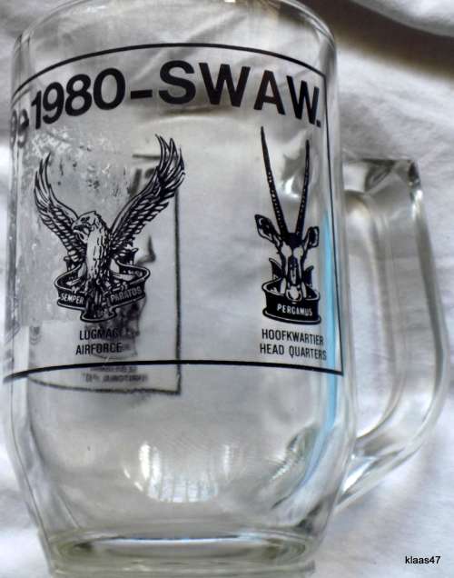 SWA D.F.-1979-1980-SWA W. GLASS MUG WITH 4 EMBLEMS