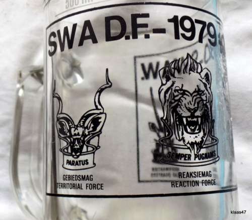 SWA D.F.-1979-1980-SWA W. GLASS MUG WITH 4 EMBLEMS