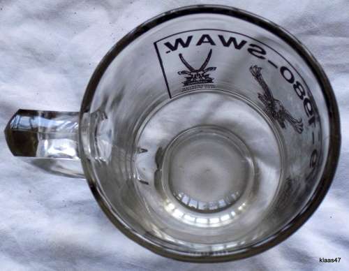 SWA D.F.-1979-1980-SWA W. GLASS MUG WITH 4 EMBLEMS