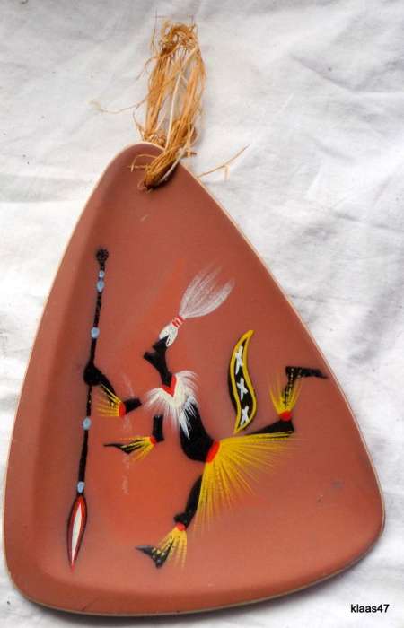 Hand Painted Triangular Shaped Pottery Wall Hanging