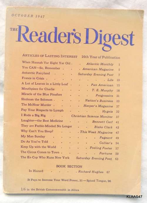 The Reader`s Digest October 1947