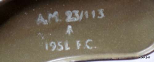 WW2 enamelled military water bottle - A.M. 23/113 1951 FC - Felt cover no straps