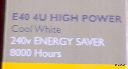 RADIANT E40 4U HIGH POWER COOL WHITE 240V ENERGY SAVR 8000 HOURS (85W)