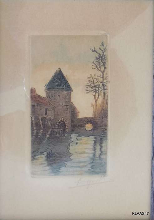 3 FRAMED ETCHINGS - FRAMED  - Signed, but cant make it out