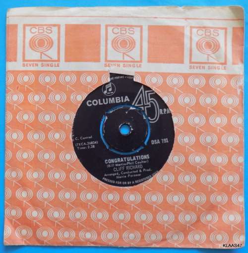 Cliff Richard  High `N` Dry -  Columbia  DSA 791 - 7` Single - South Africa 1968