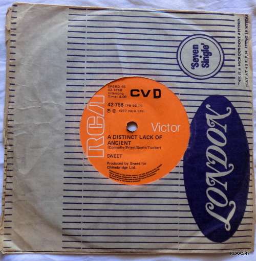 Sweet - Fever Of Love - RCA Victor 42-756 (PB5011) - 7` Single - Chinebridge Ltd 1977