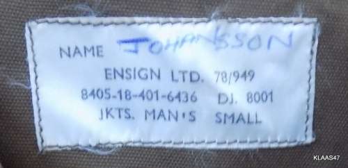 SADF - NUTRIA BUSH JACKET/BOSBAADJIE - SMALL - ENSIGN LTD (SEE NAME WRITTEN ON LABLE)
