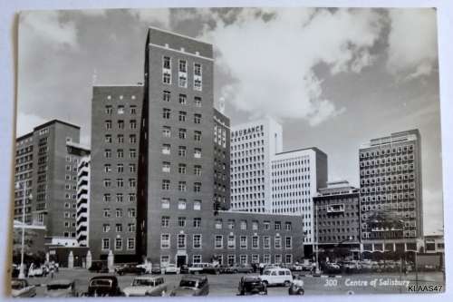 Vintage Black and White Post Card - 300 Centre of Salisbury