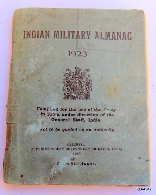 Indian Military Almanac - 1923 - Map of India Railways and Cantonments and Chart of Ranks