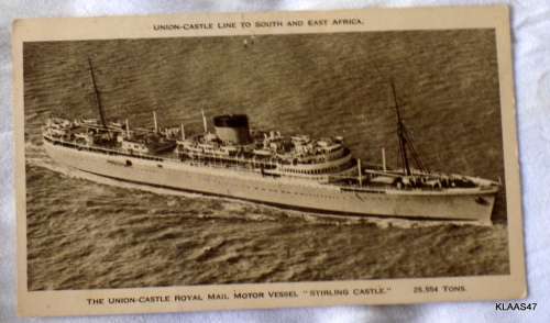Vintage Post Card - Union-Castle Royal Mail Motor Vessel -`Stirling Castle`