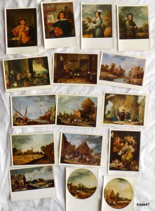16 Postcard size photos - Art - David Teniers - In a folder - 1977 - Printed USSR - Aurora Leningrad