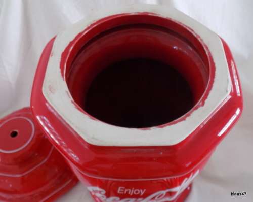 Large Porcelain Coca-Cola Enjoy Coke Lamp Base in Two sections