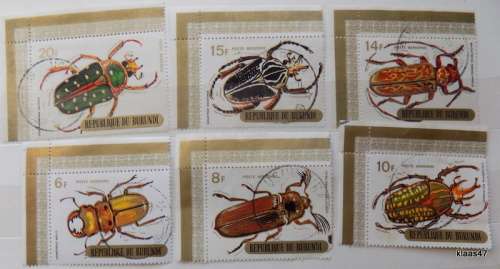 Burundi - 1970 - Insects - 6 cancelled and hinged stamps