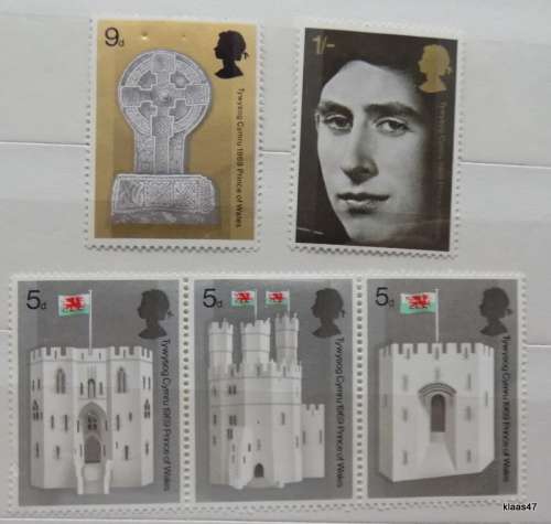 GB - 1969 - Invesitute of H.R.H Prince of Wales - Set of 5 unused hinged